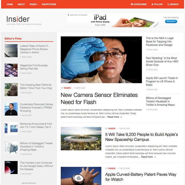 Insider Modern Magazine WordPress Theme
