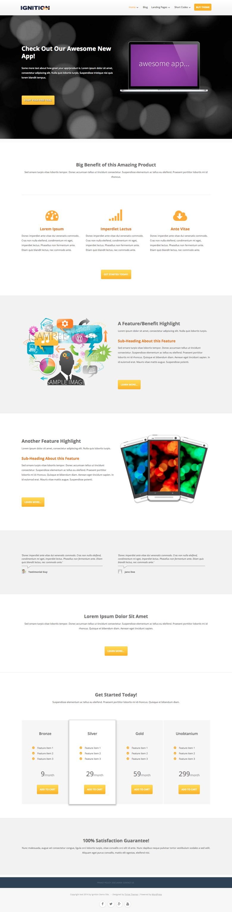 Ignition WordPress App Or Product Marketing Page Theme