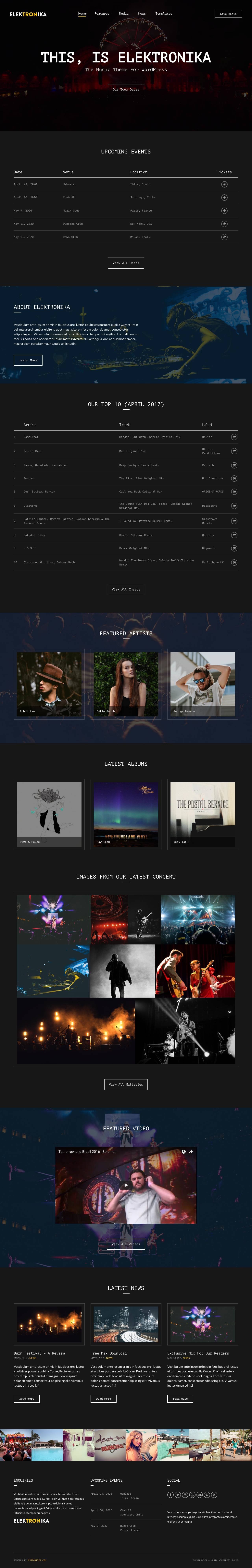 Elektronika WordPress Theme For Music & Entertainers